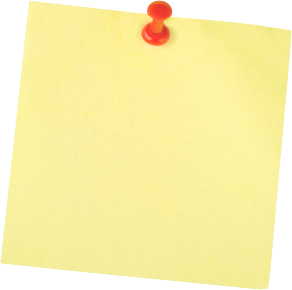 Yellow Sticky Note with Pin 